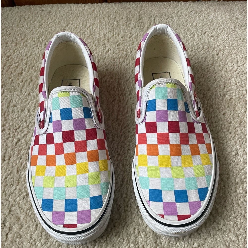 Rainbow checkerboard Vans